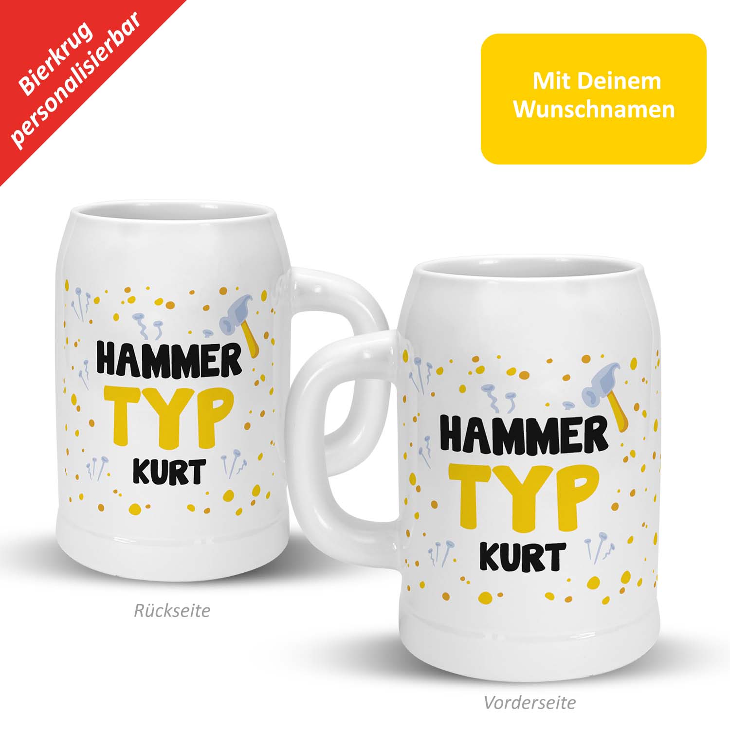 Bierkrug »Hammer Typ ...« mit Wunschnamen, personalisiert
