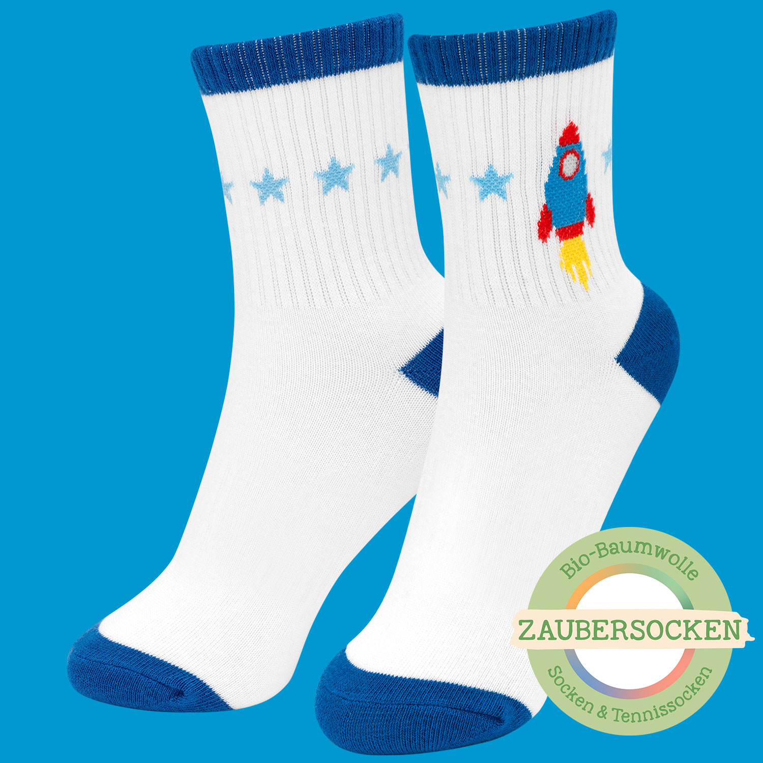 Kinder-Zaubertennissocken Bio-Baumwolle »Rakete«