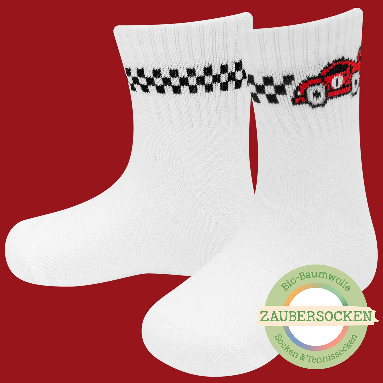 Kleinkind-Zaubertennissocken Bio-Baumwolle »Rennauto«