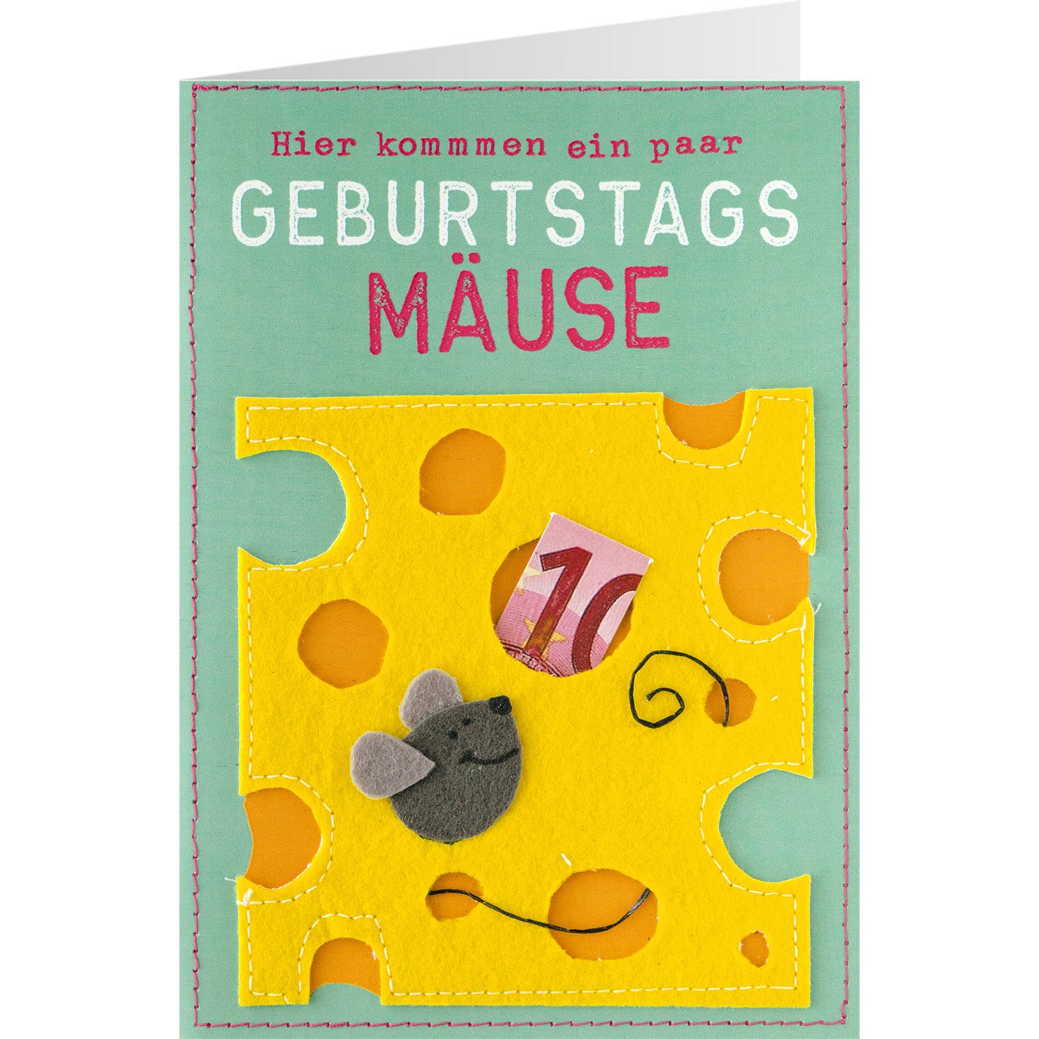 Grußkarte mit Filz »Geburtstagsmäuse«