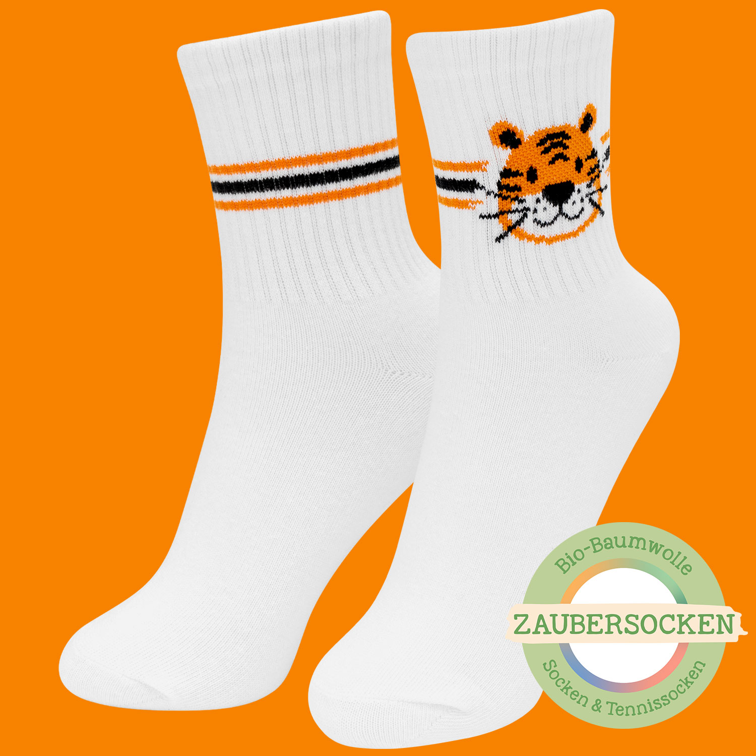 Kinder-Zaubertennissocken Bio-Baumwolle »Tiger«