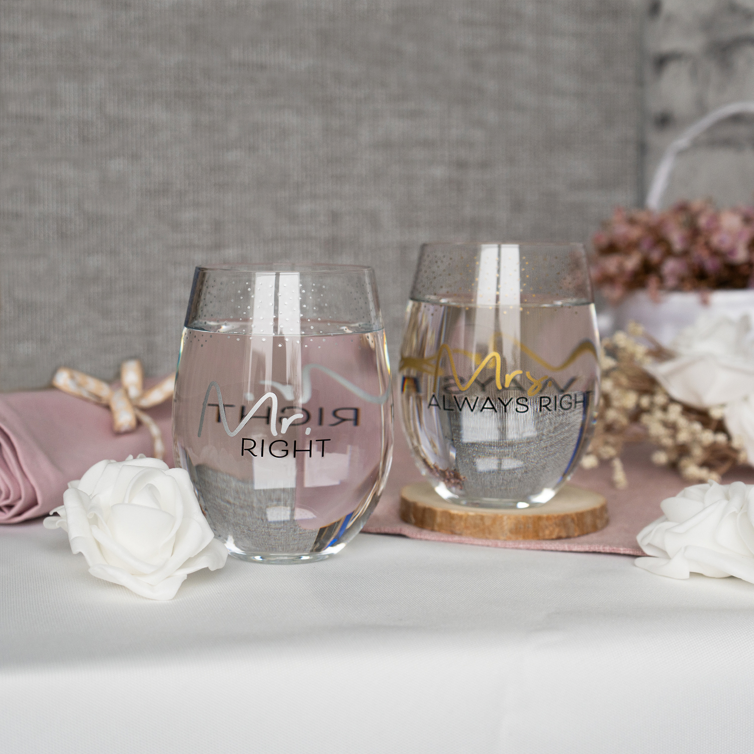 Trinkglas-Set »Mr. right & Mrs. always right«