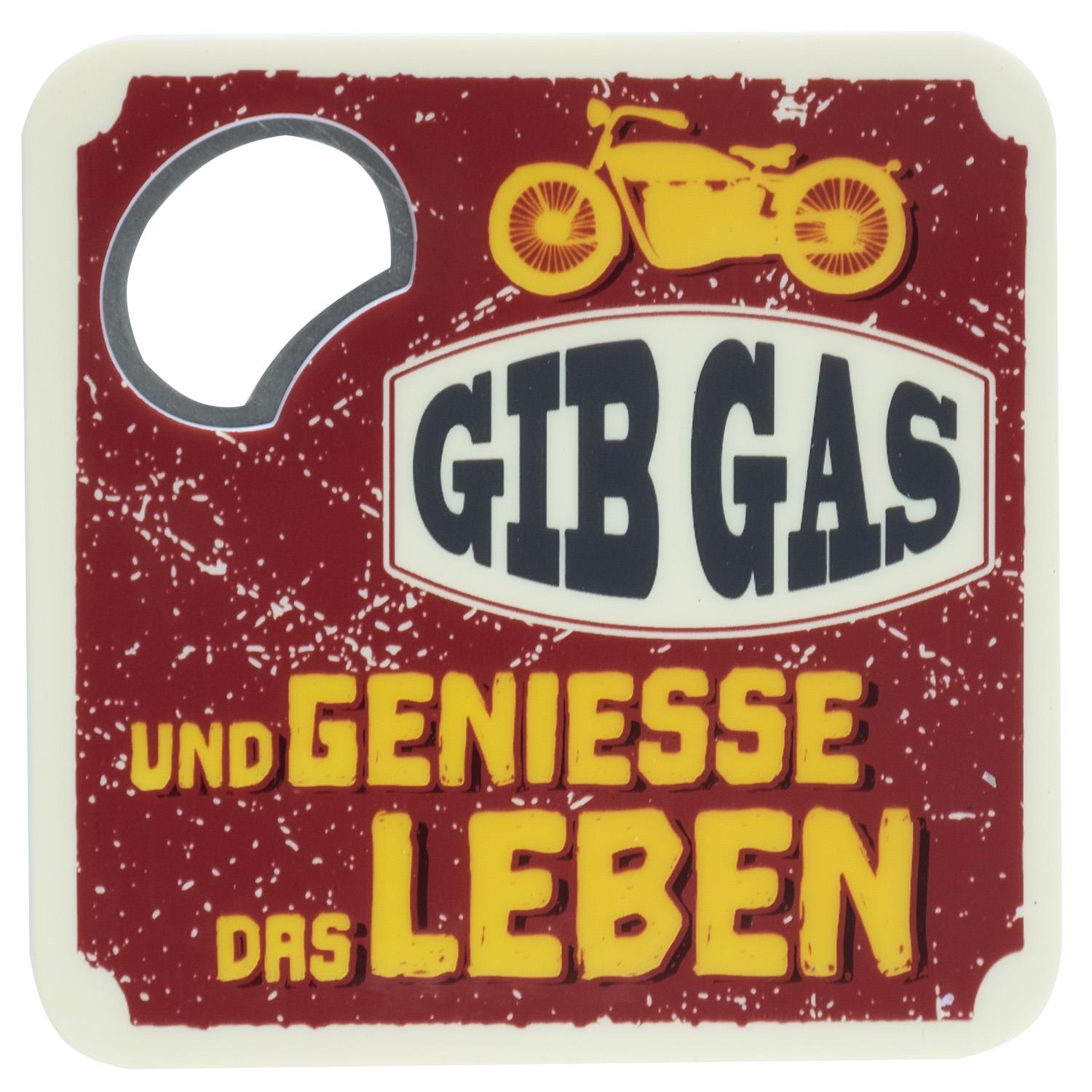 Untersetzer mit Flaschenöffner »Gib Gas«