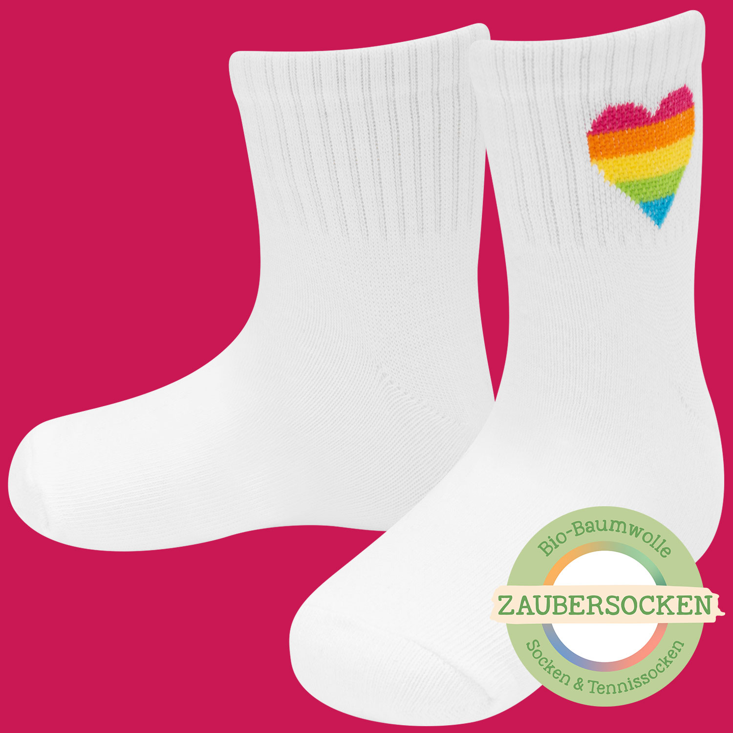 Kleinkind-Zaubertennissocken Bio-Baumwolle »Regenbogenherz«