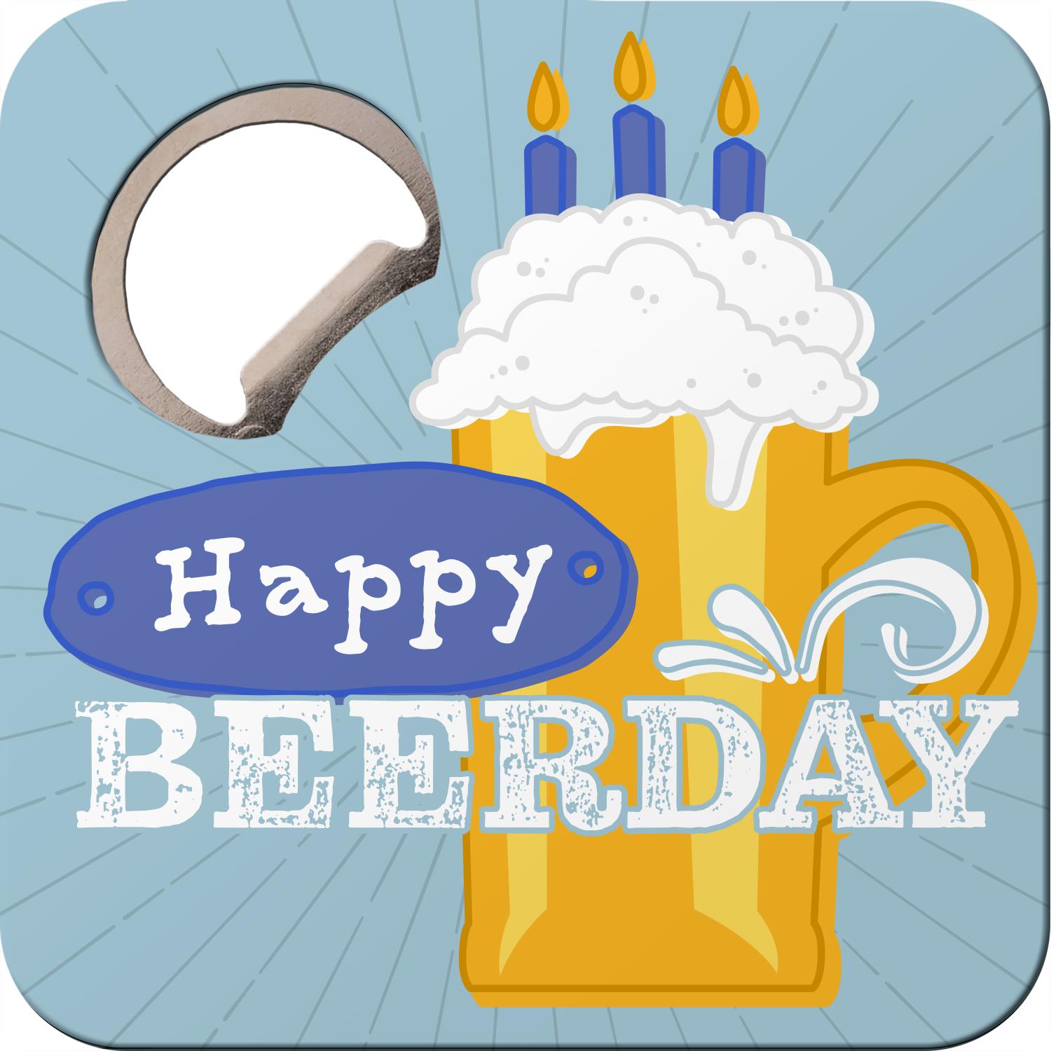 Untersetzer mit Flaschenöffner »Happy Beerday«