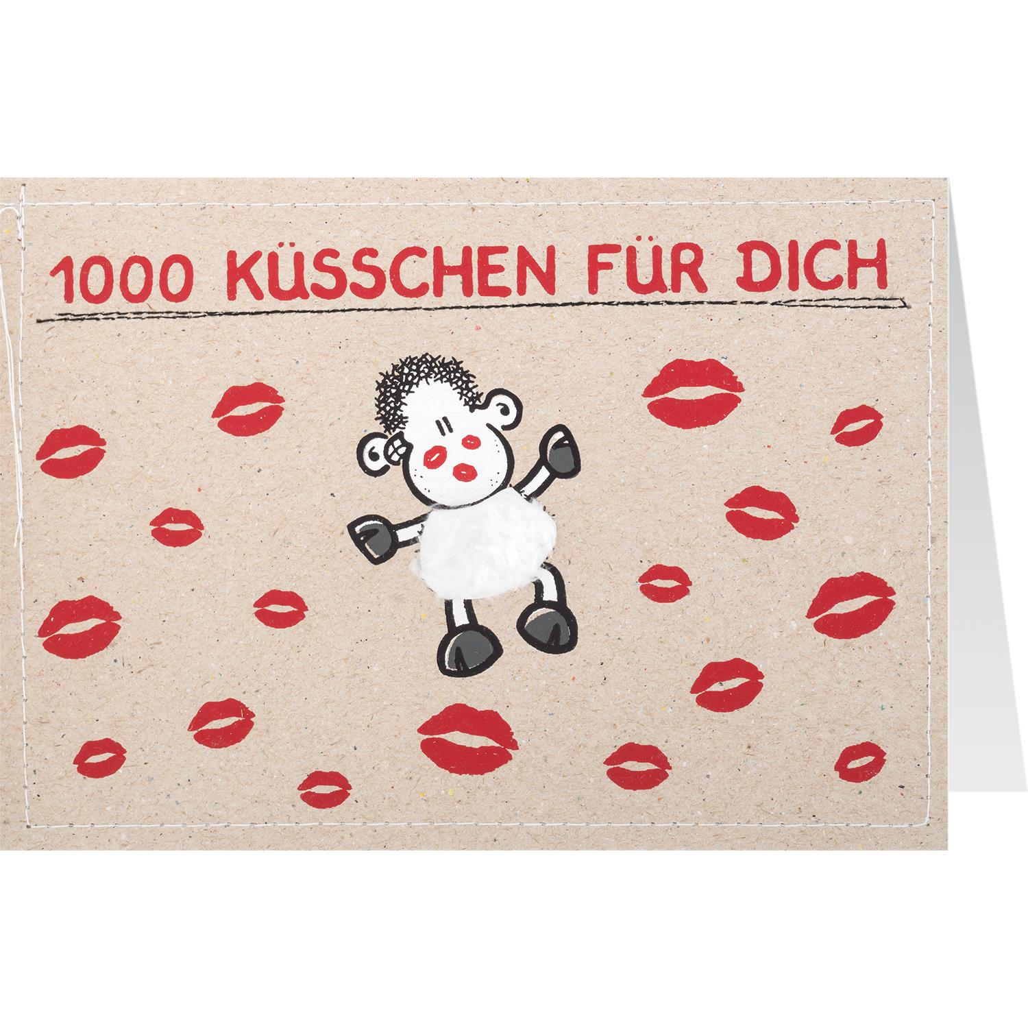 Grußkarte handmade »1000 Küsschen für Dich«