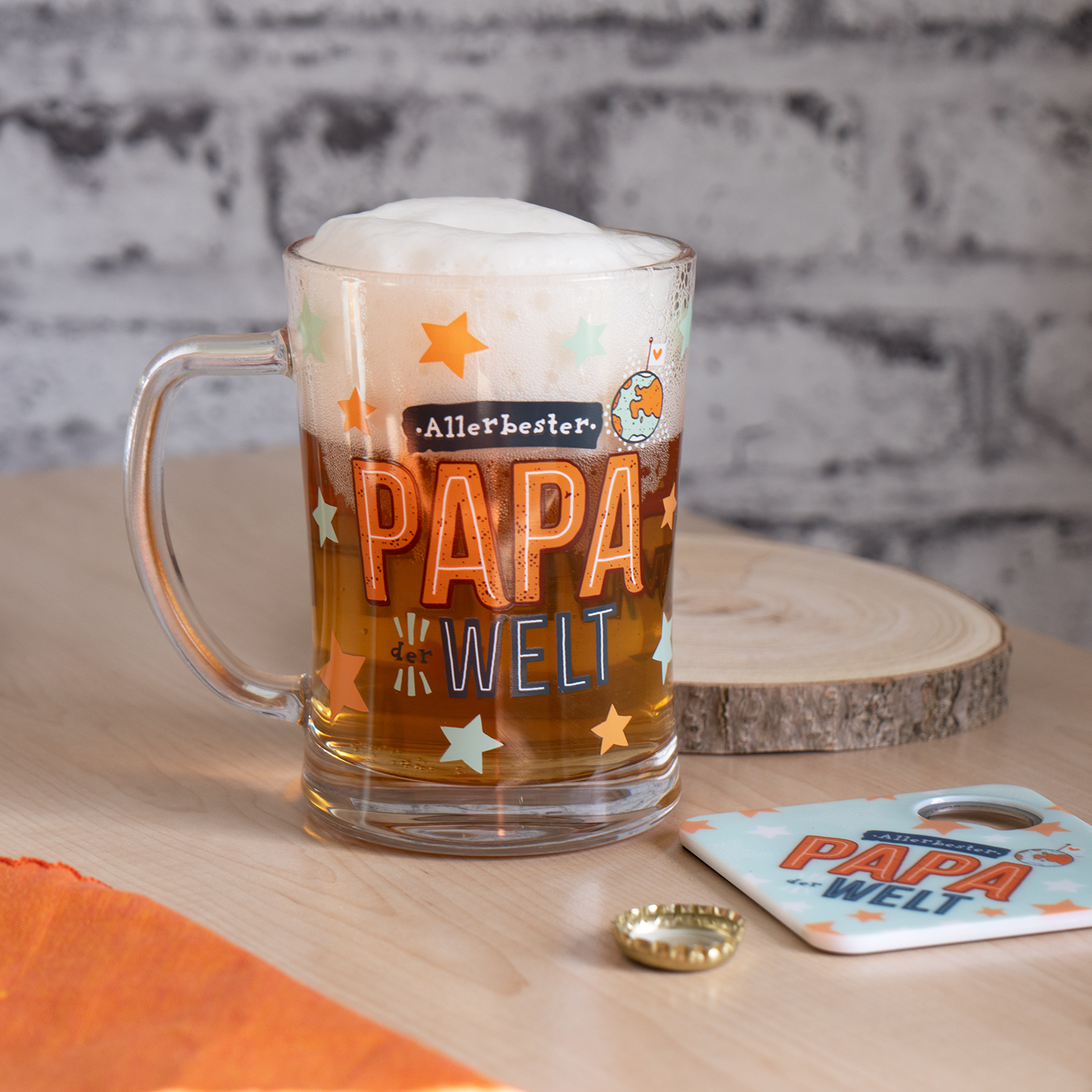 Bierglas-Untersetzer-Set »Allerbester Papa der Welt«