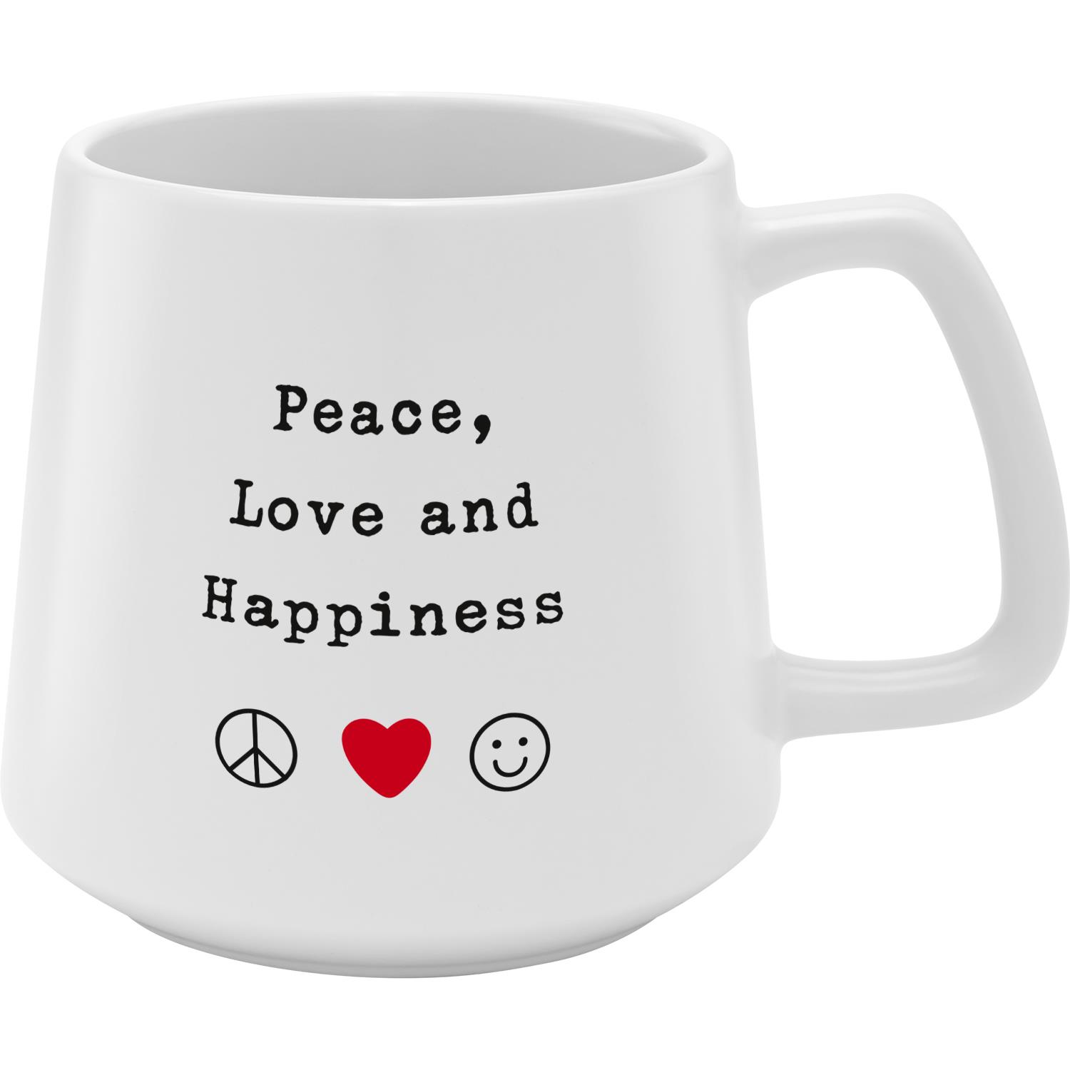 Tasse Konisch »Peace, Love and Happiness«