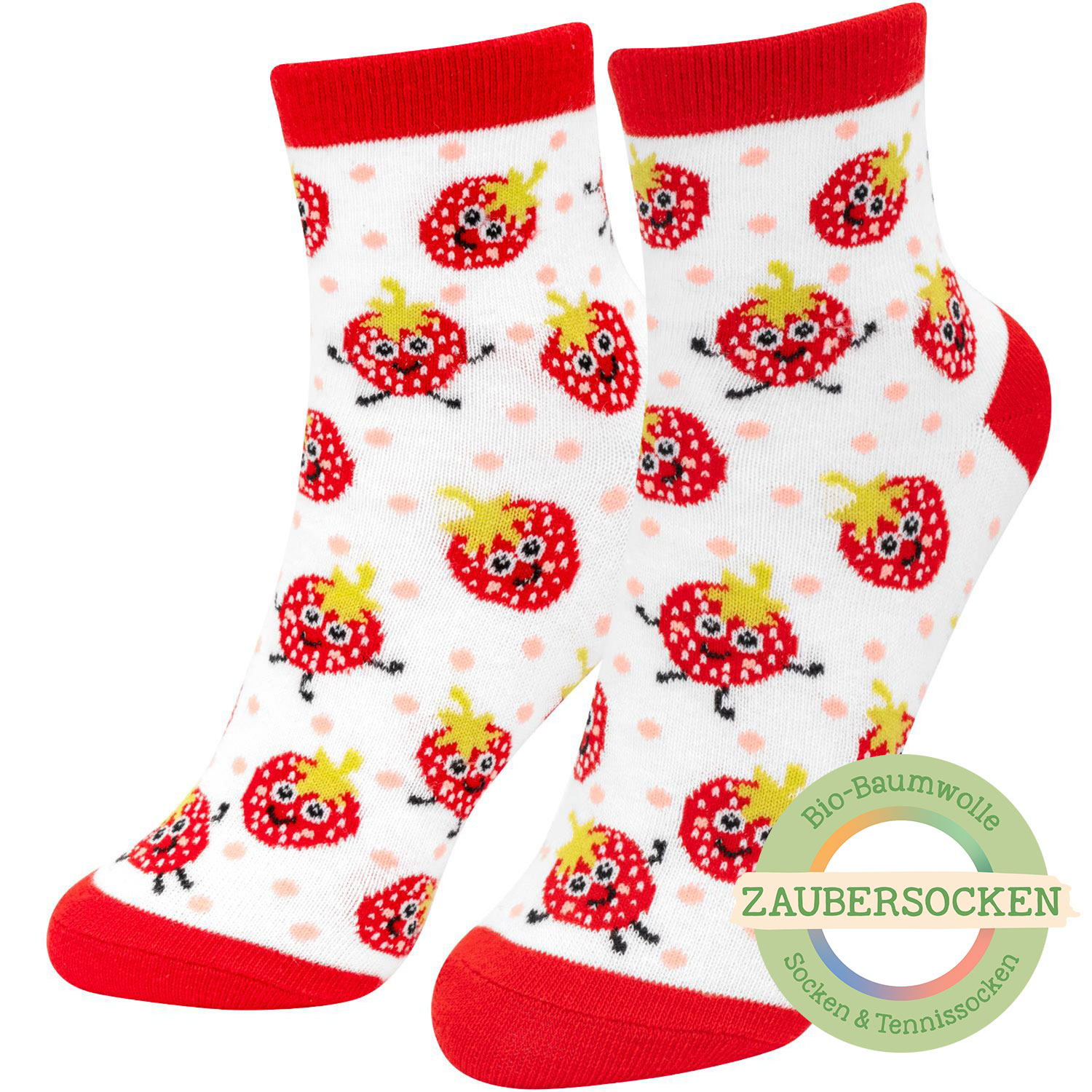 Kinder-Zaubersocken Bio-Baumwolle »Erdbeeren«