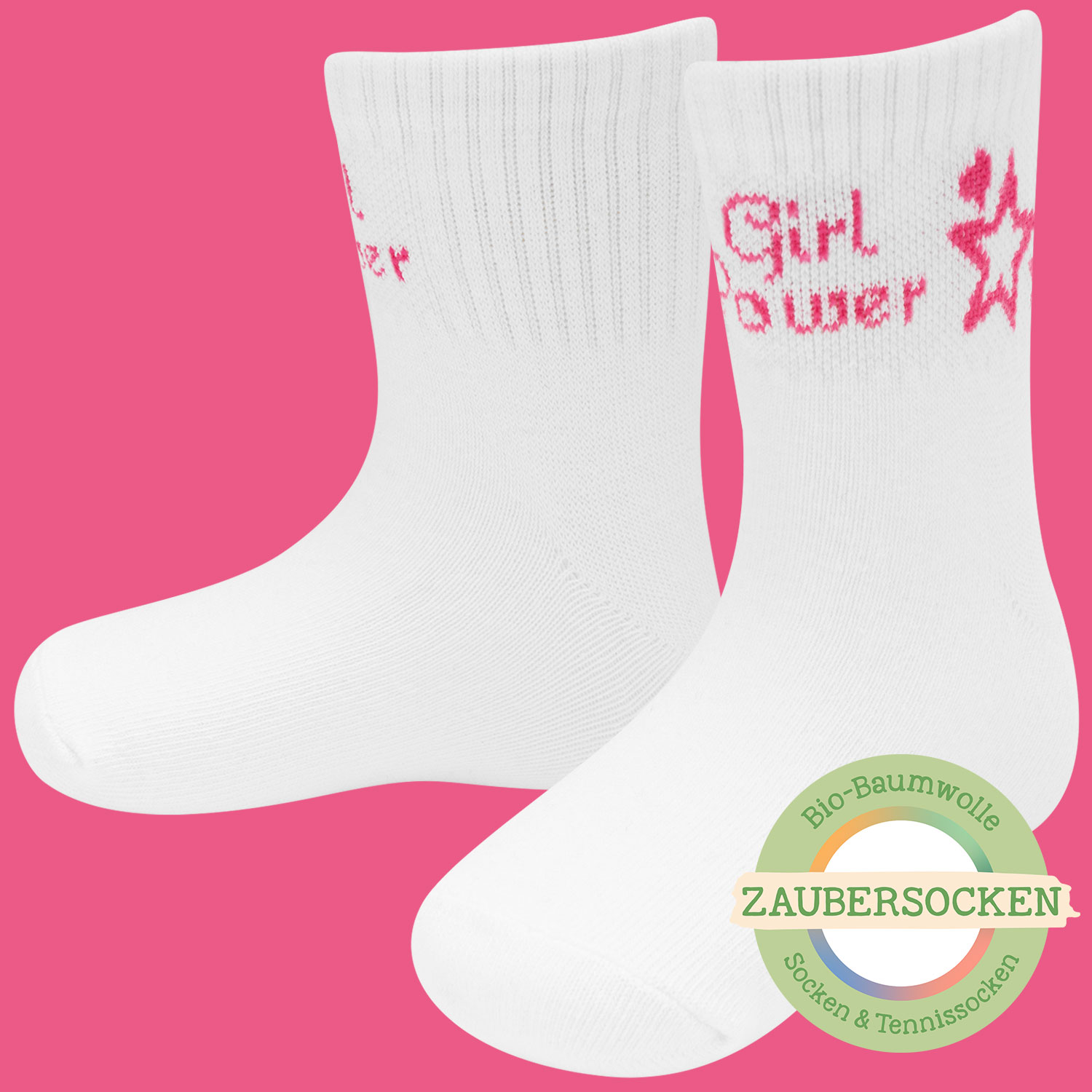 Kleinkind-Zaubertennissocken Bio-Baumwolle »Girl Power«