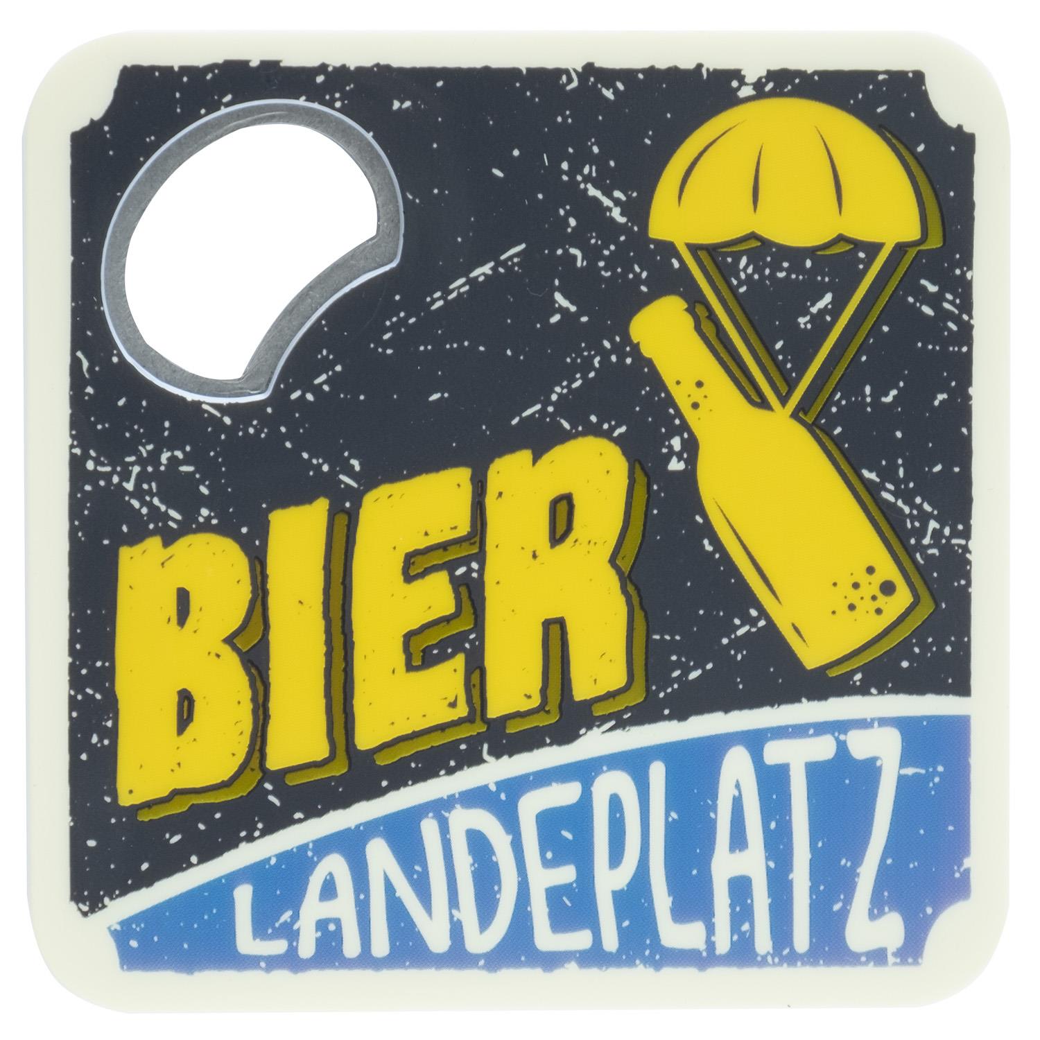 Untersetzer mit Flaschenöffner »Bier Landeplatz«