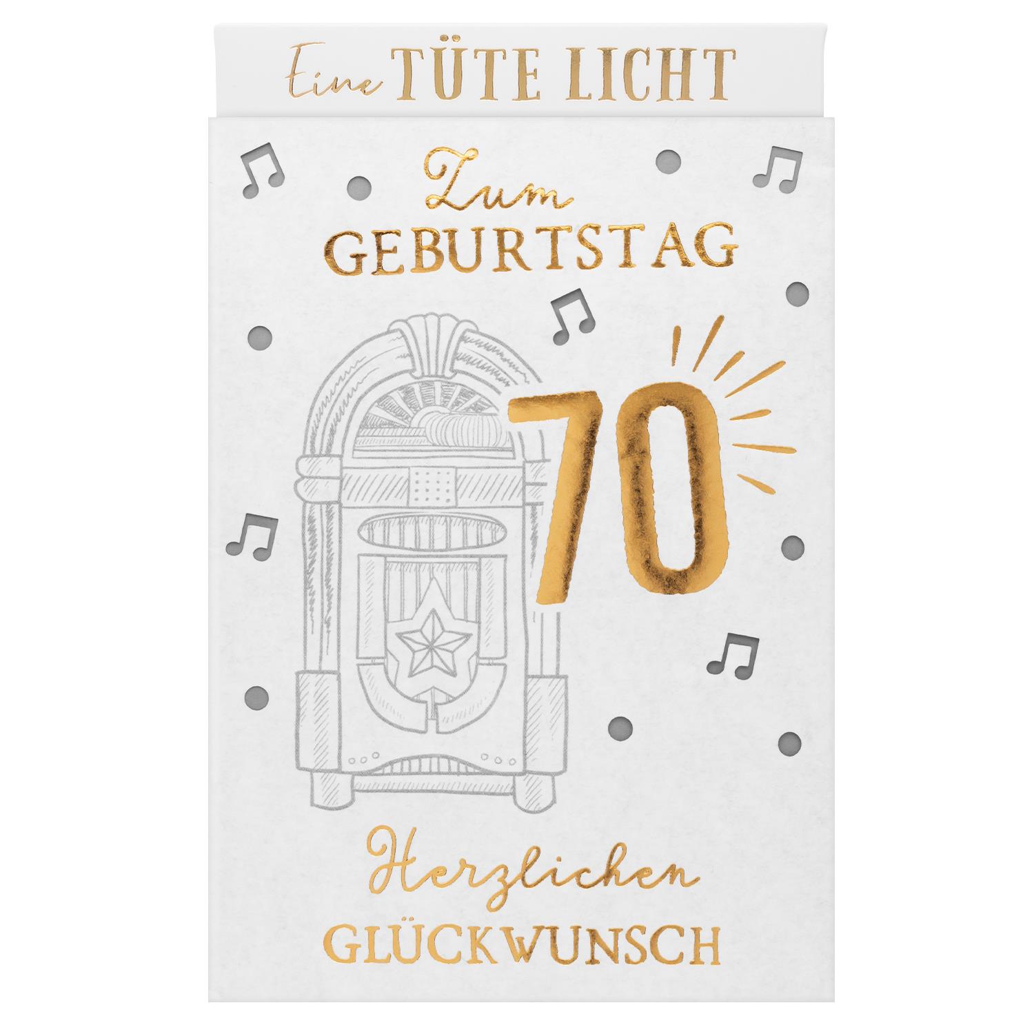 Lichttüte »Zum 70. Geburtstag Herzlichen GLÜCKWUNSCH!«