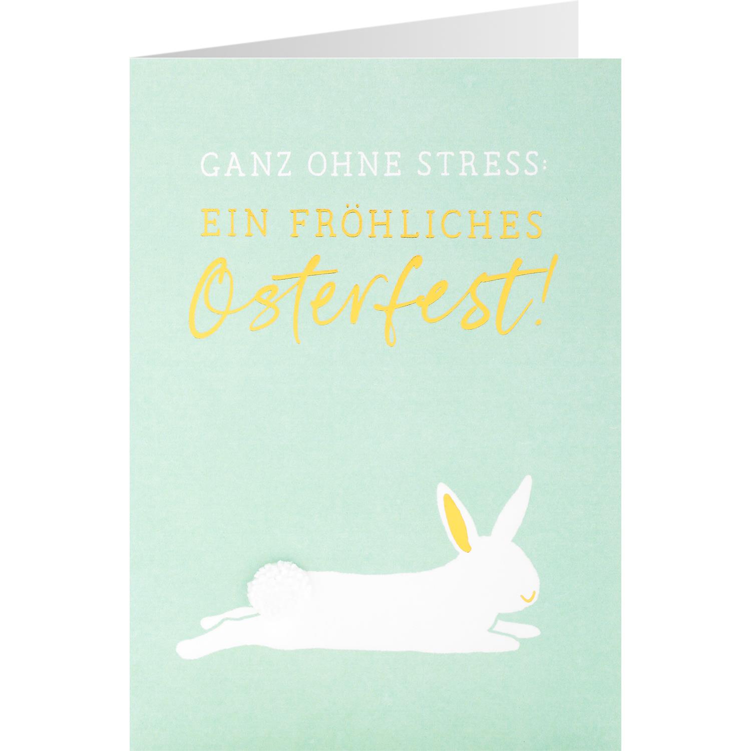 Grußkarte »Ganz ohne Stress ein fröhliches Osterfest!«