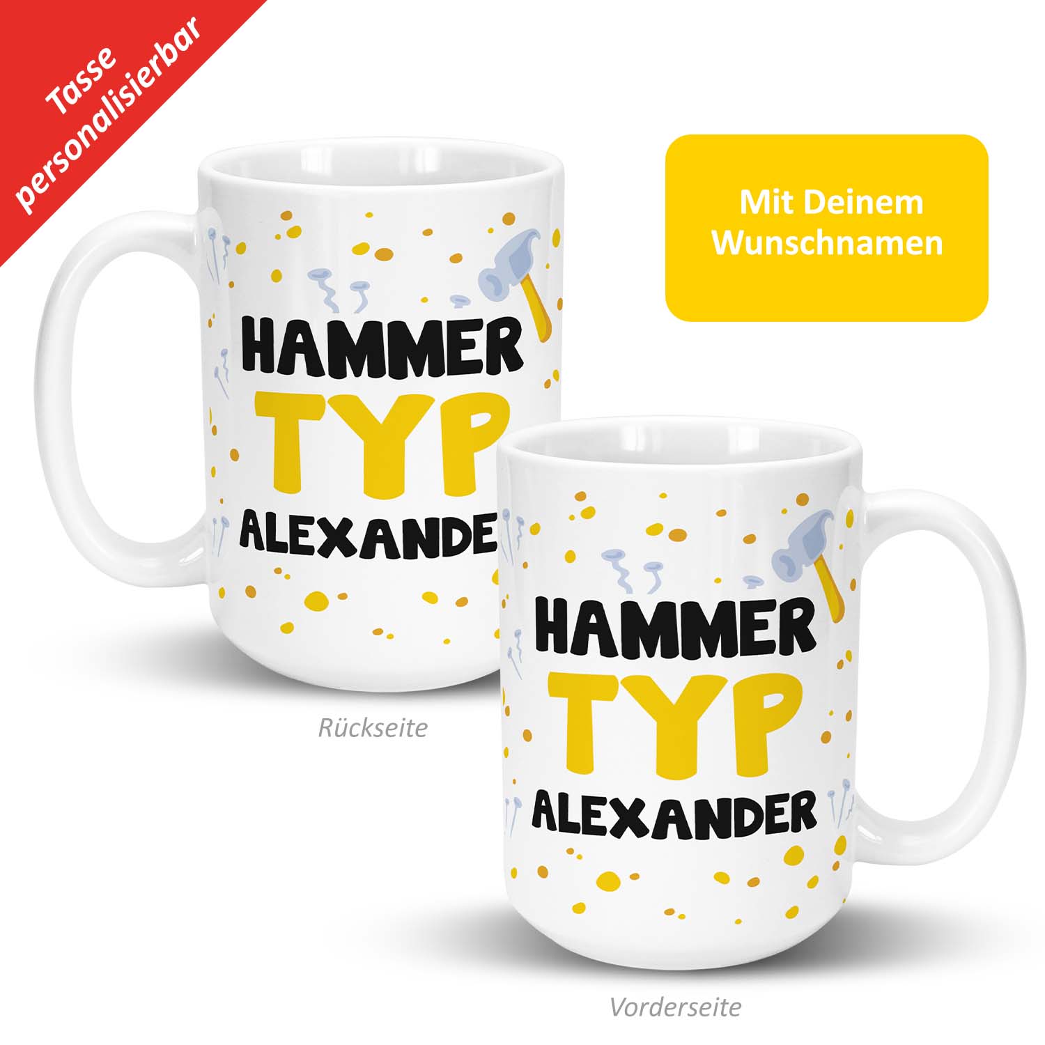 XL-Tasse »Hammer Typ ...« mit Wunschnamen, weiß, personalisiert
