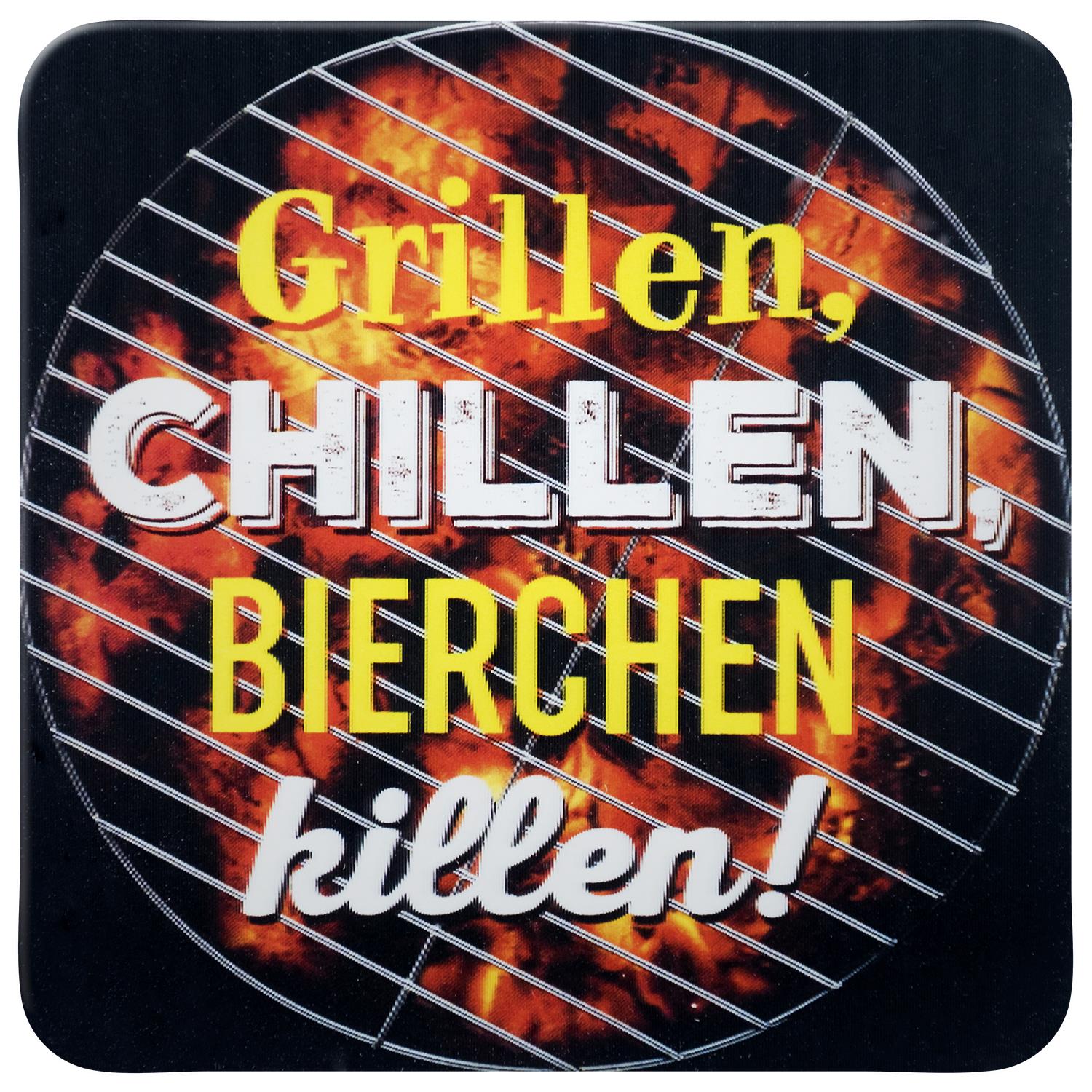 3D-Untersetzer »Grillen, Chillen, Bierchen killen!«